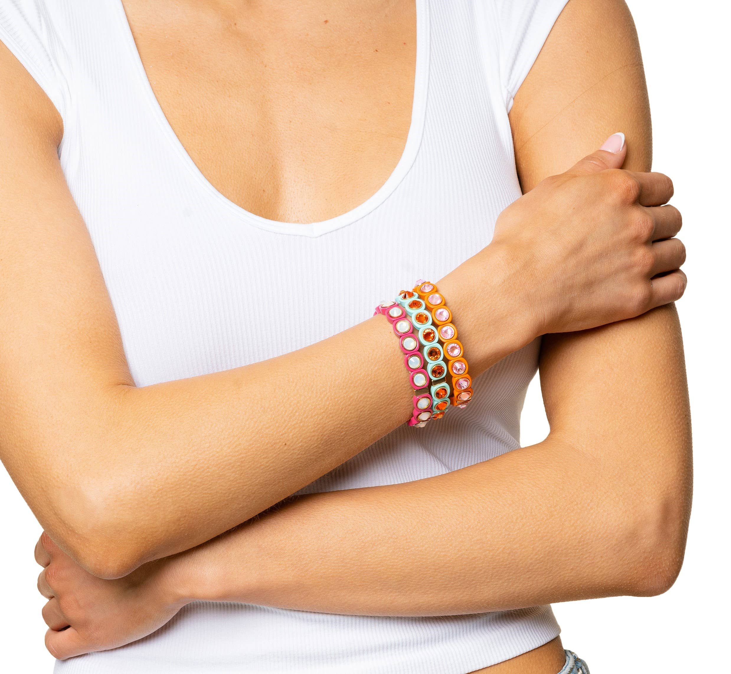 Aspen Jewel Bracelet Pink Orange & Blue Assortment