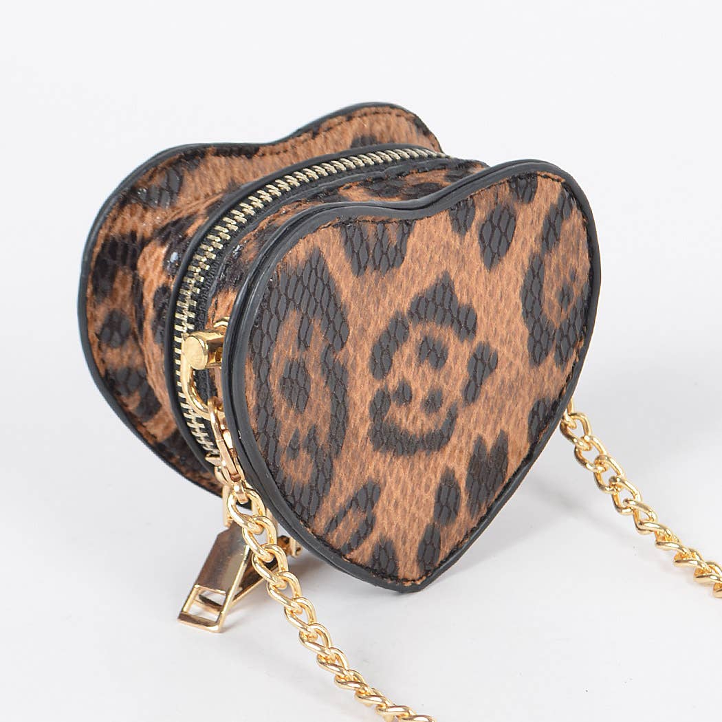 Leopard Heart Shape Mini Bag