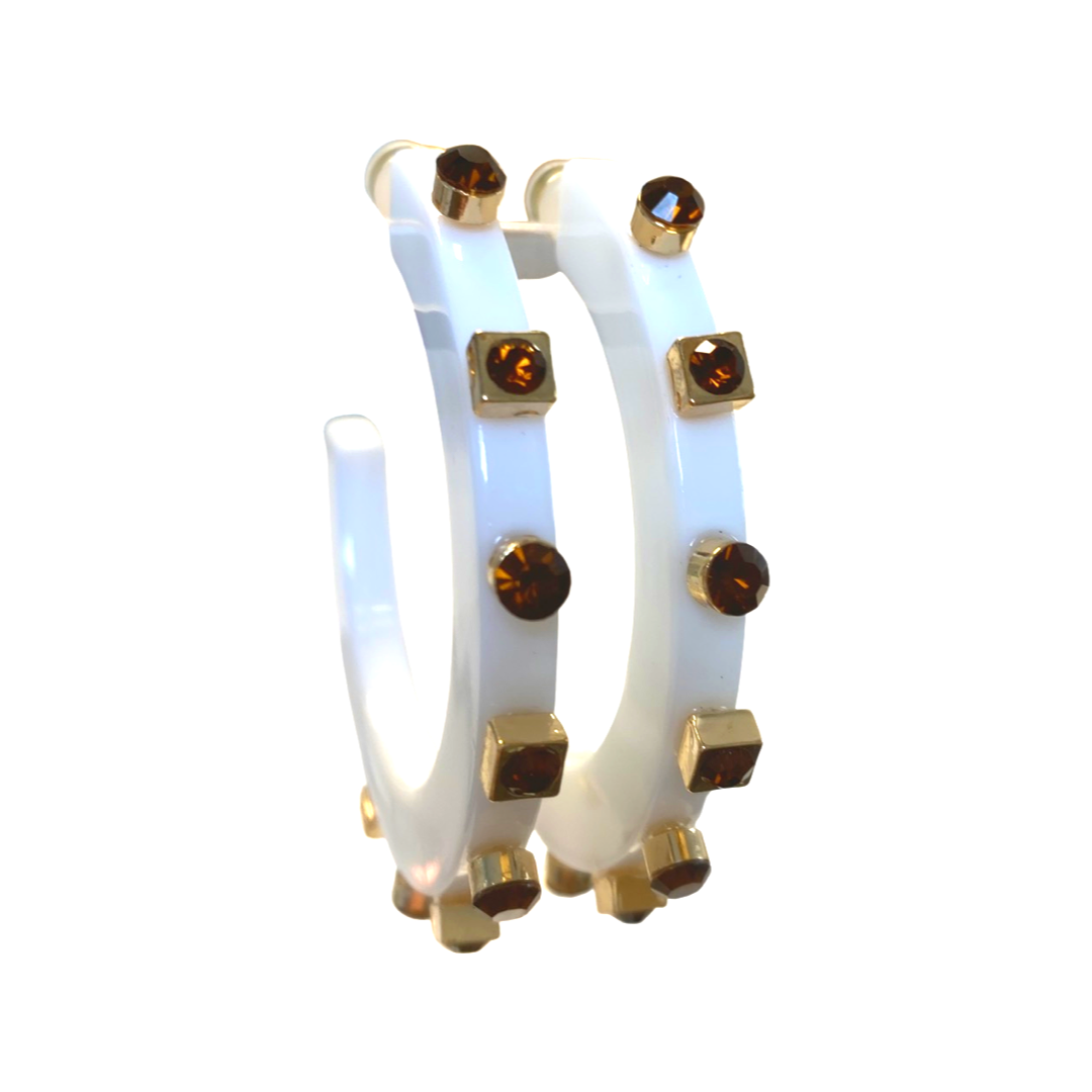 City Girl Jewel Hoop - White Dark Gold