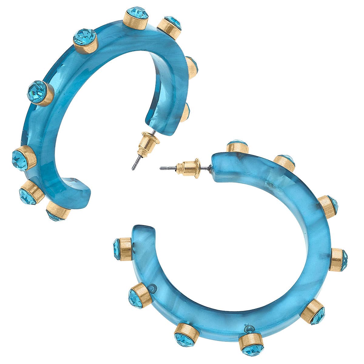 Renee Resin and Rhinestone Hoop Earrings