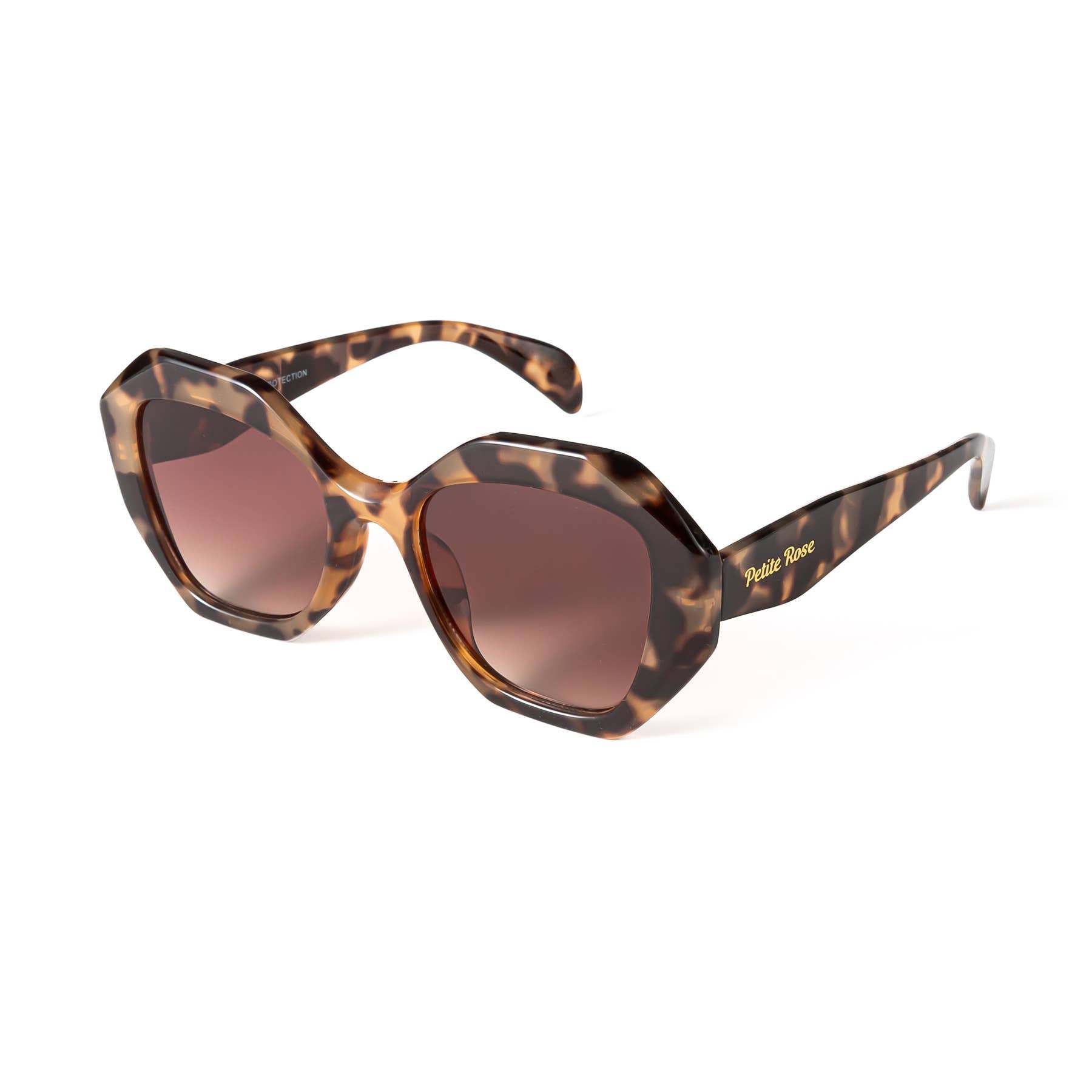 Unique Angular Hexagon Bold Oval Petite Rose Sunglasses