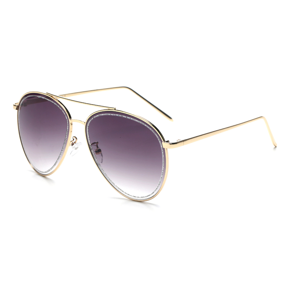 Classic Fashion Tinted Glitter Women Aviator Sunglasses