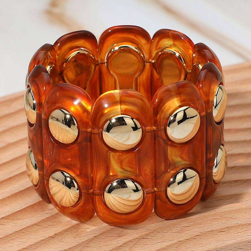 Chunky Wide Marbled Resin Dome Stretch Bracelet