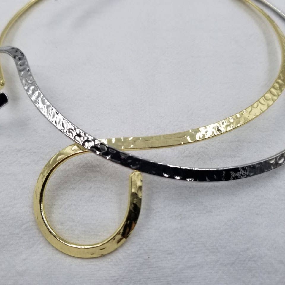 Hammered Choker Band Hook Adjustable Necklace