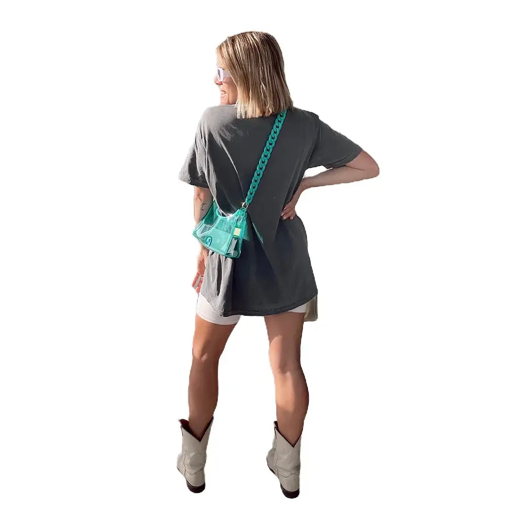 Clear Teal Crossbody Bag