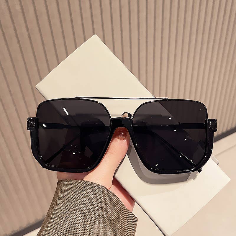 Double beam big frame new retro personality sunglasses