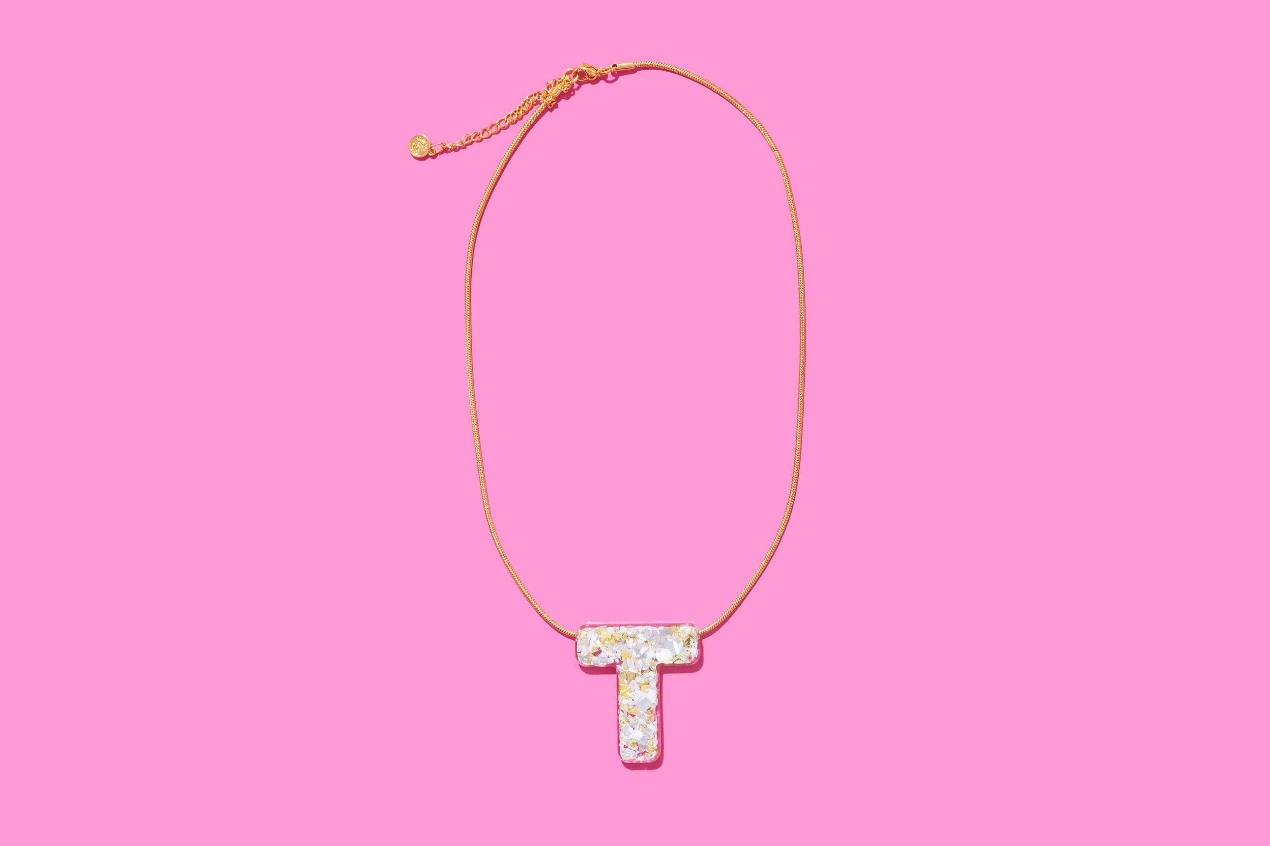 Chain Necklace - Letters - Pearl Confetti