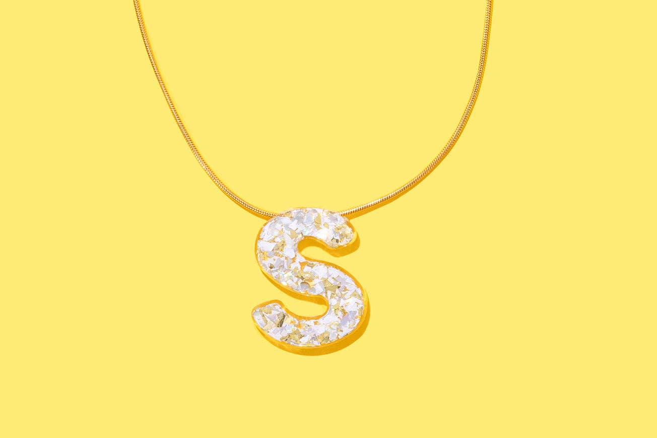 Chain Necklace - Letters - Pearl Confetti