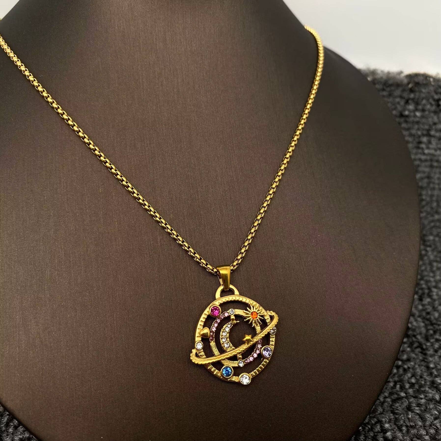 Star Moon Universe 18K Gold Plated SS Necklace - FGS/MS