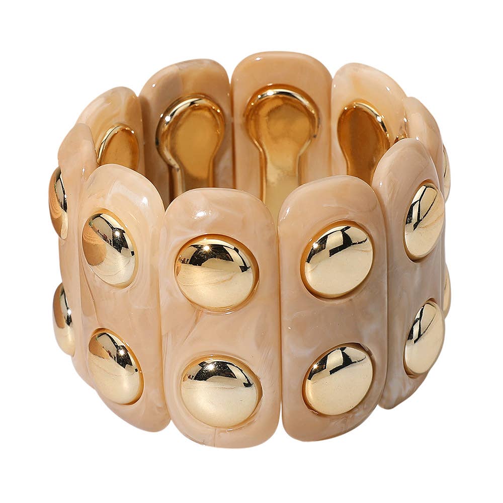 Chunky Wide Marbled Resin Dome Stretch Bracelet