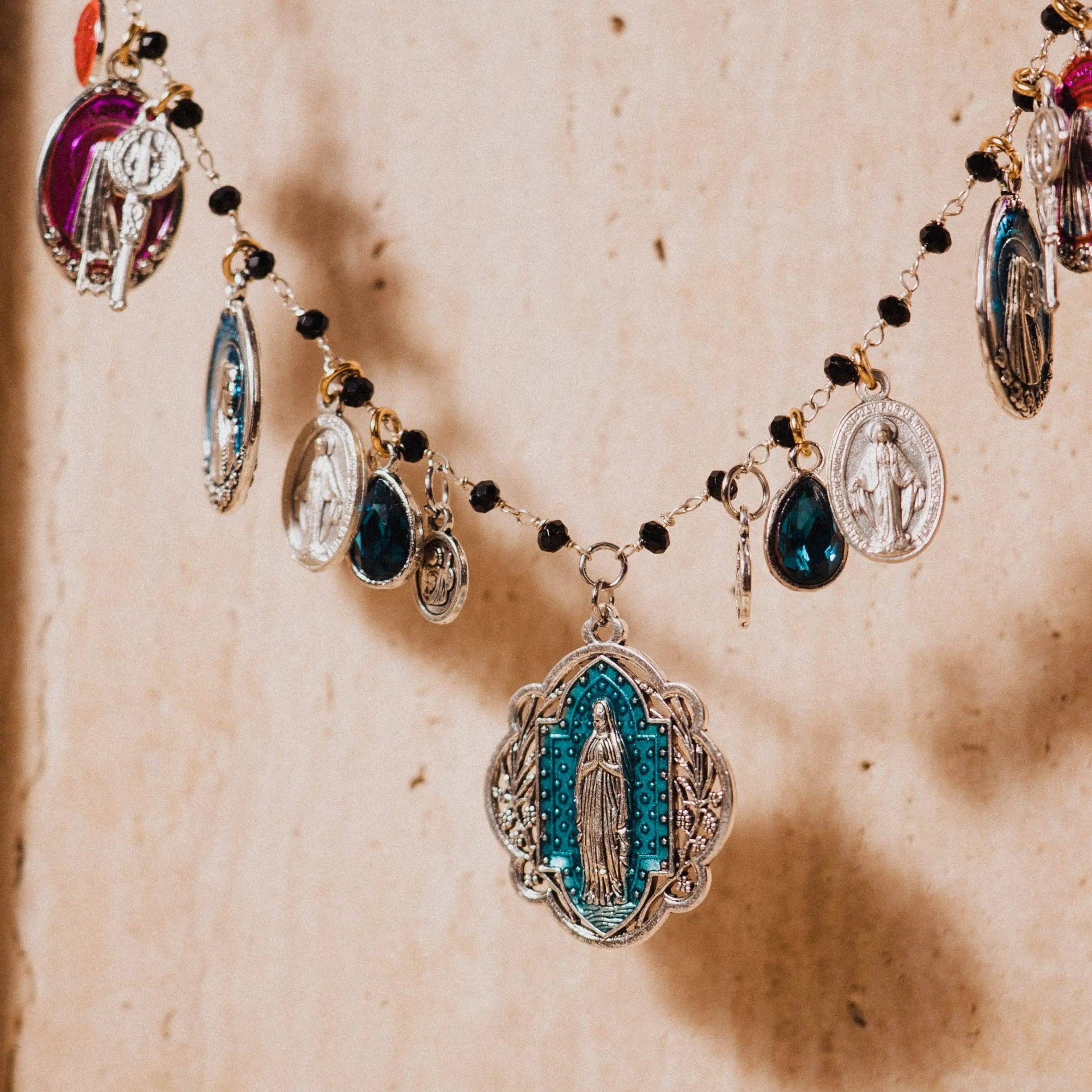 Virgin of Lourdes Necklace, Catholic Jewelry, Miraculous Medals