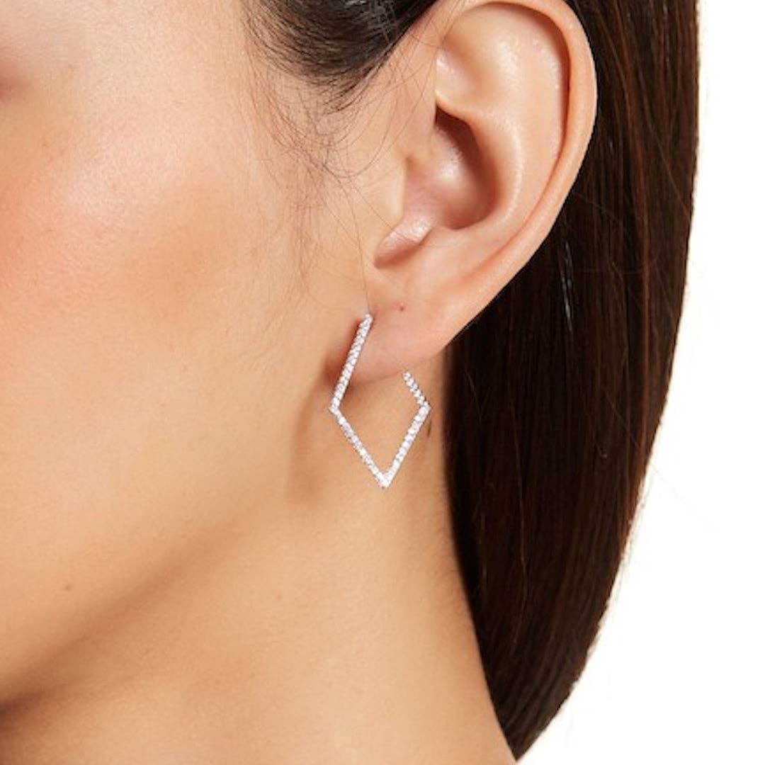 Geometric Wrap Around Hoops silver