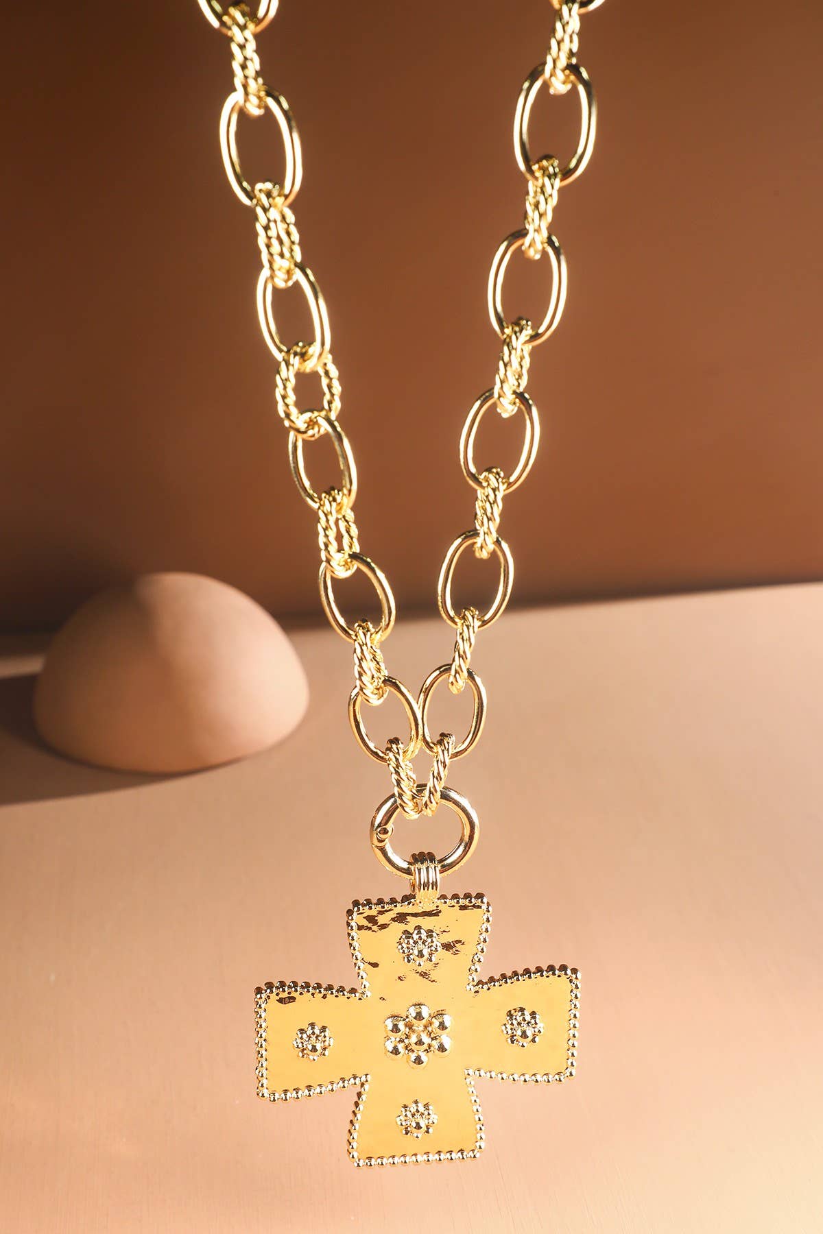 Chunky Statement Cross Pendant Necklace