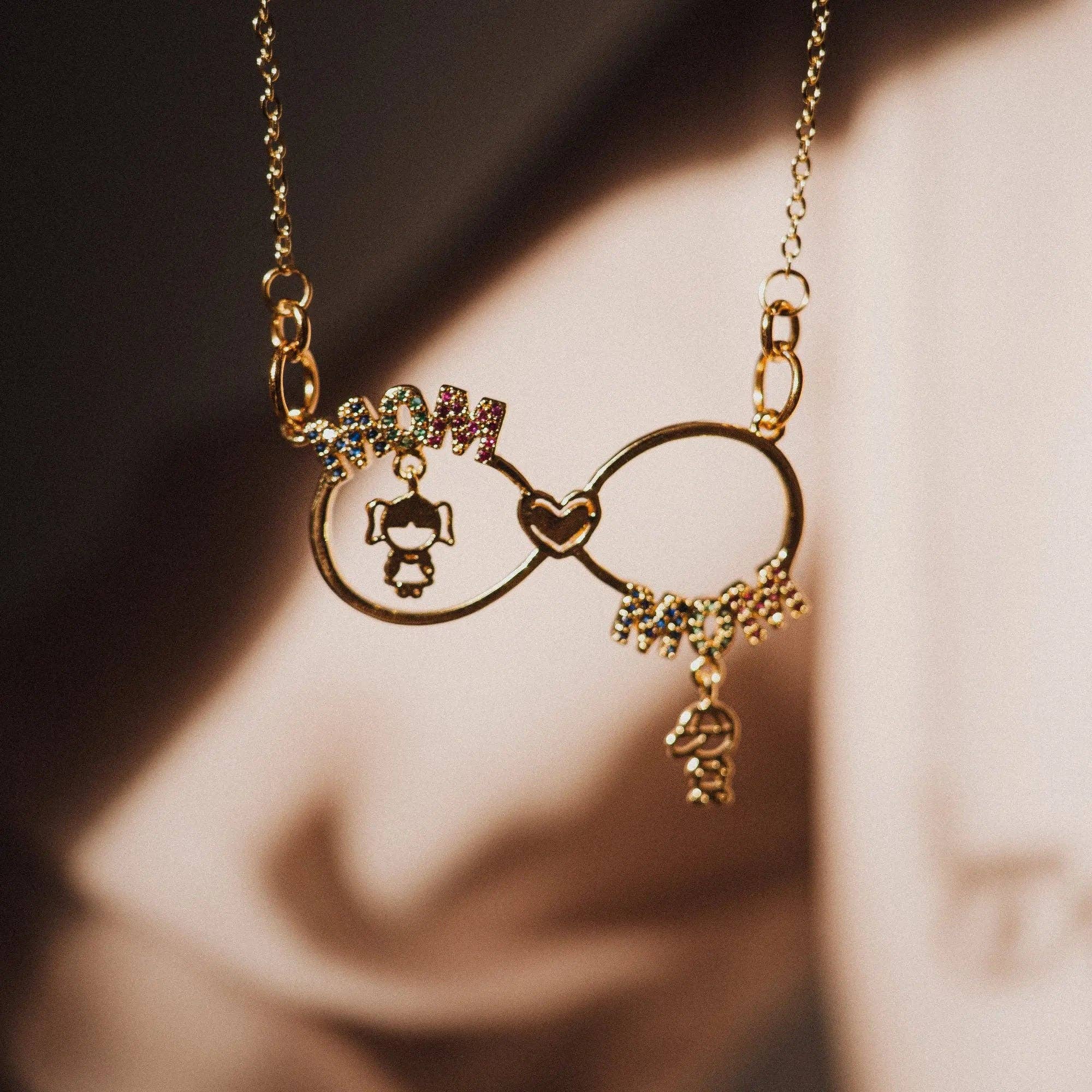 Minimalist necklace, mother and child pendant, Mother's Day gift, perfect gift for mom, handmade jewelry, gift for wife, 18K gold filled