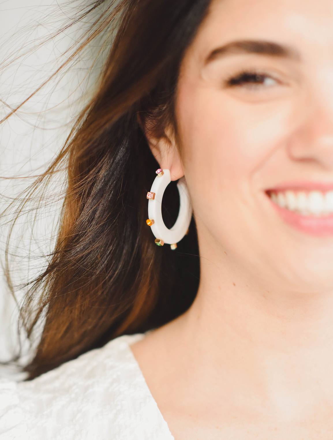 City Girl Jewel Hoop - White Multicolor