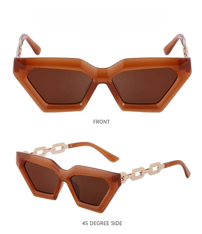 Cat-eye fashion chain small frame sunglasses