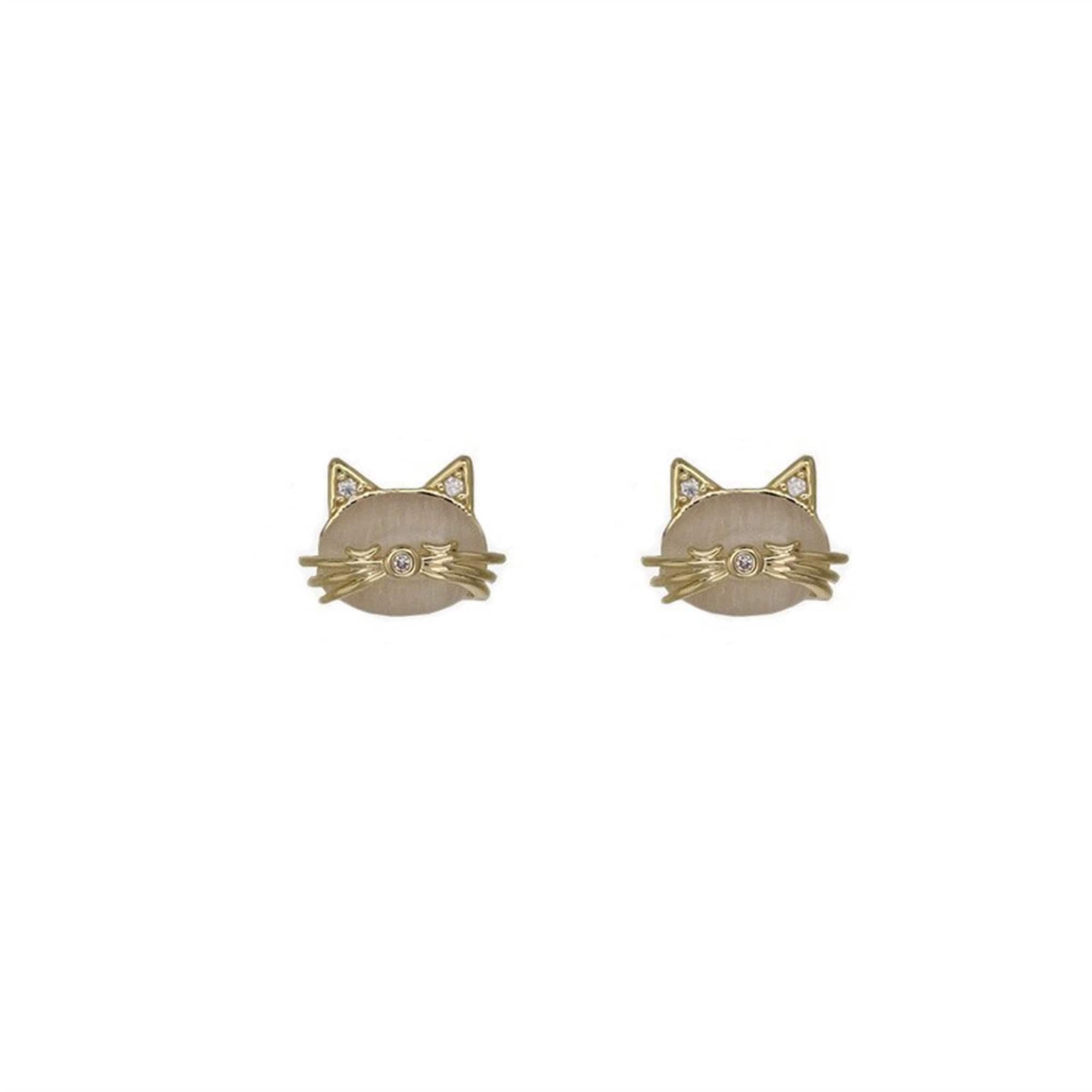 Cute Mini Opal Cat Stud Earrings in 925 Sterling Silver