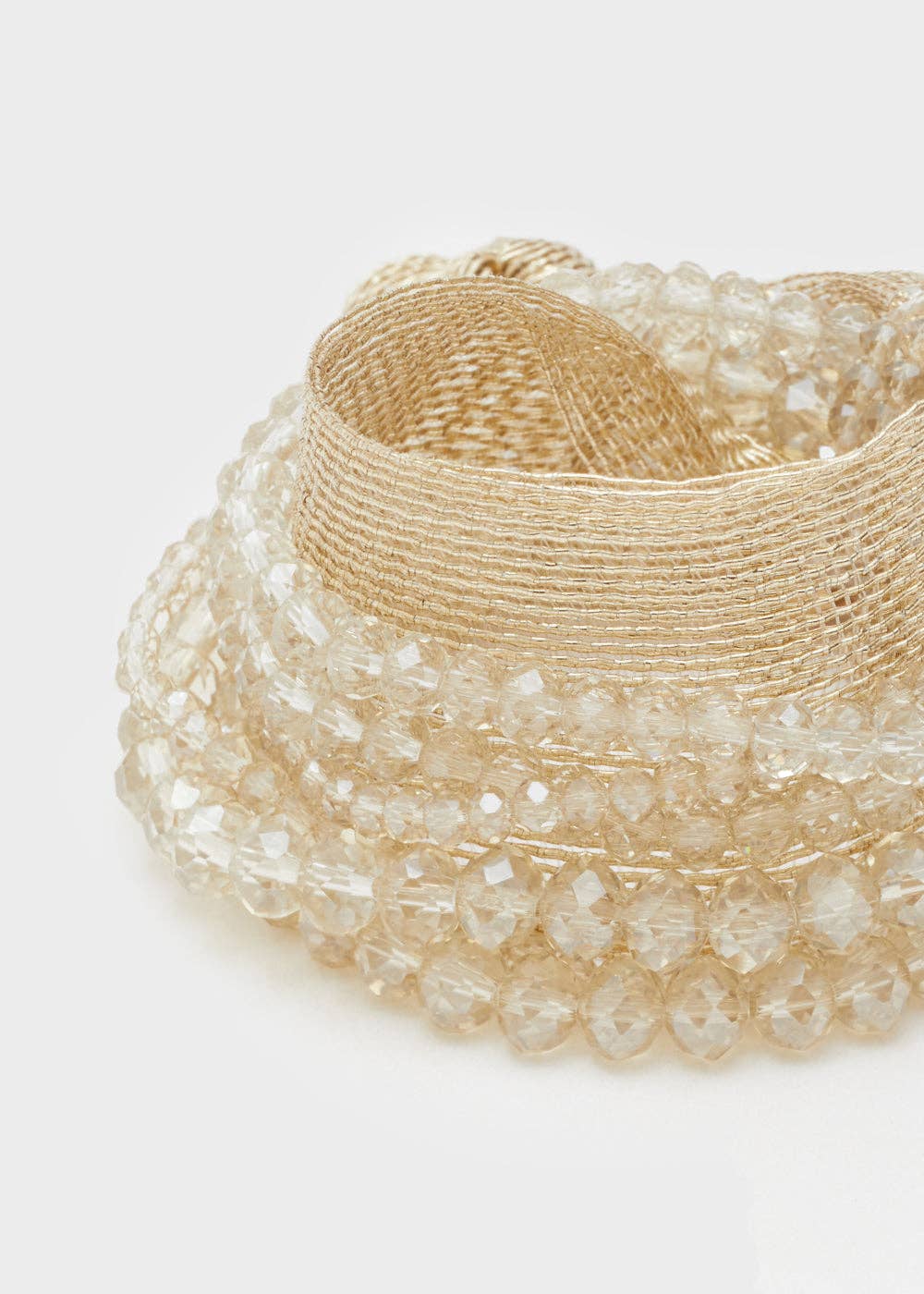 SIRIO FABRIC BRACELET + BEADS GOLD - N61