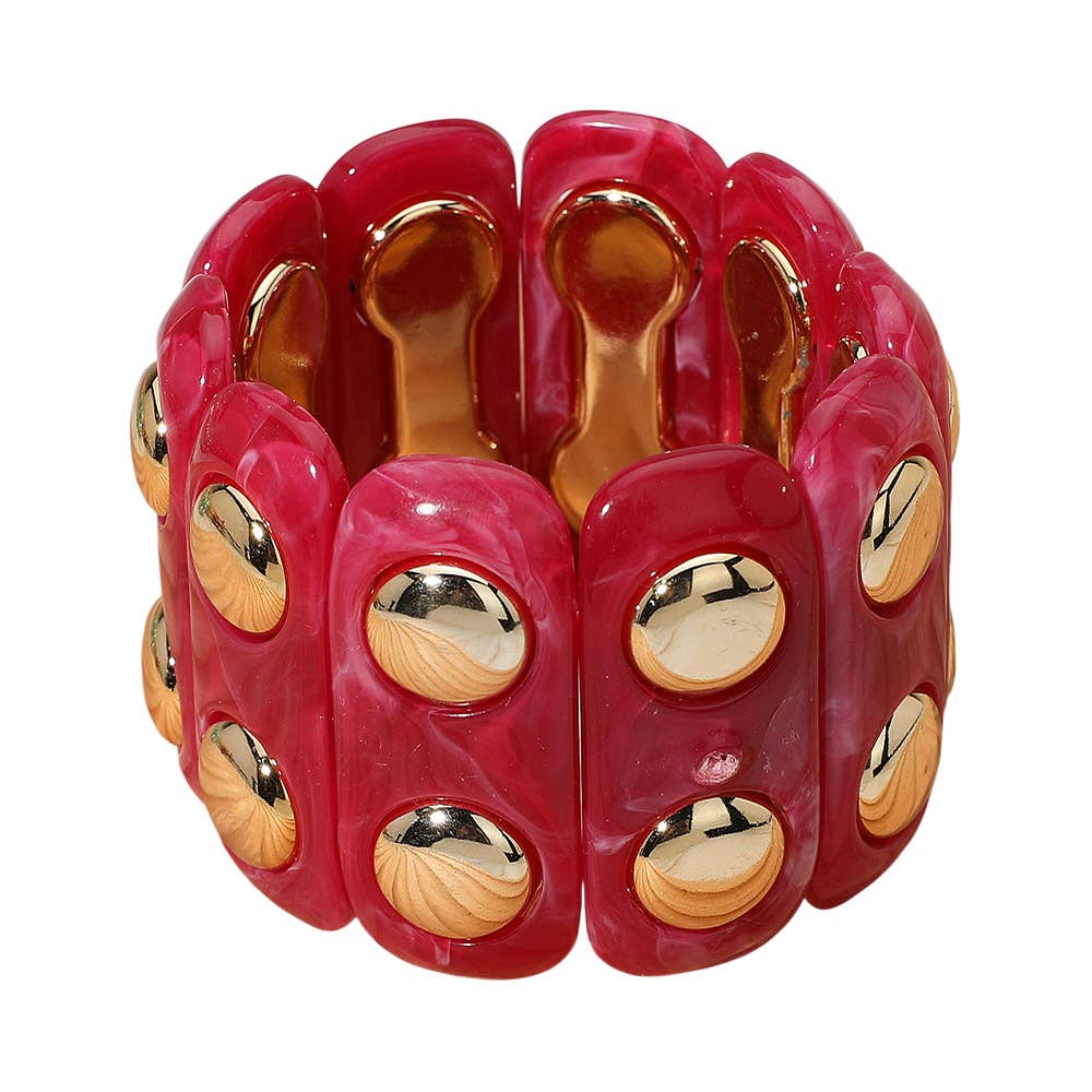 Chunky Wide Marbled Resin Dome Stretch Bracelet