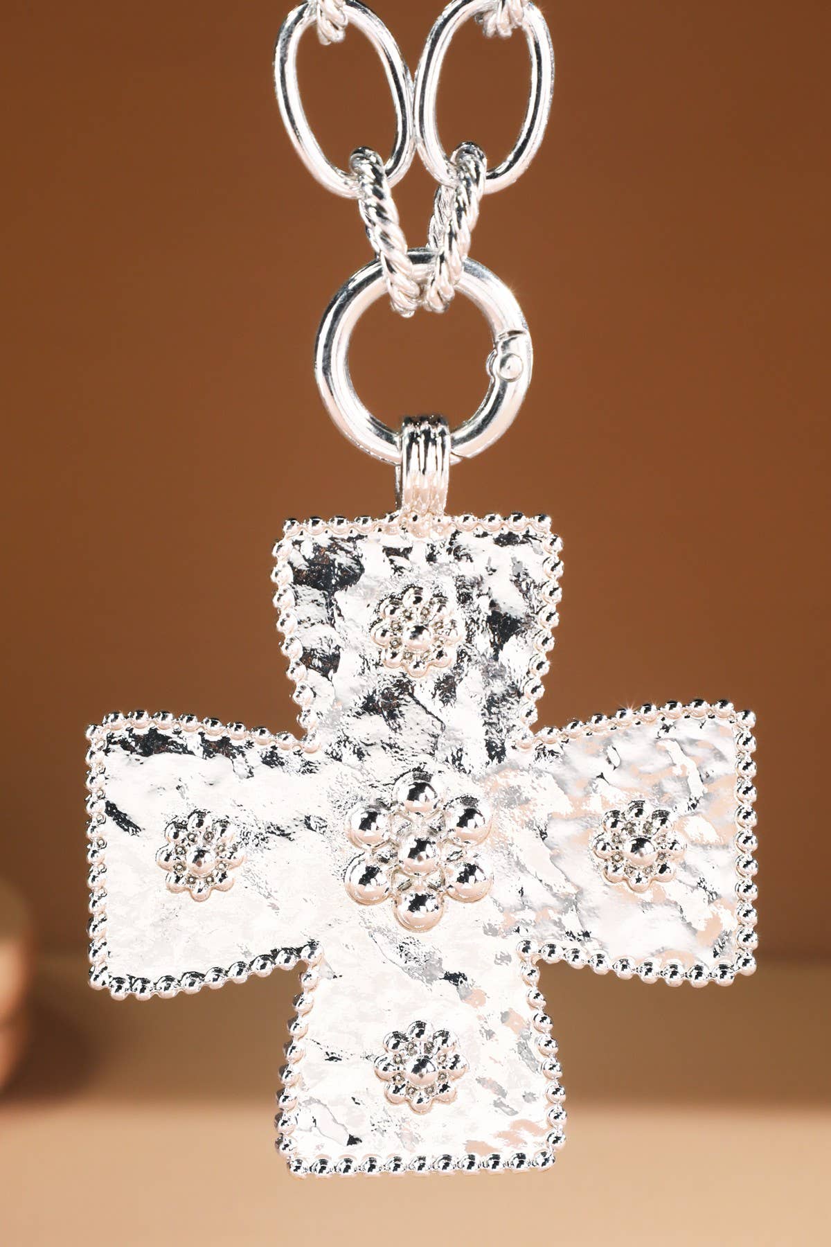 Chunky Statement Cross Pendant Necklace