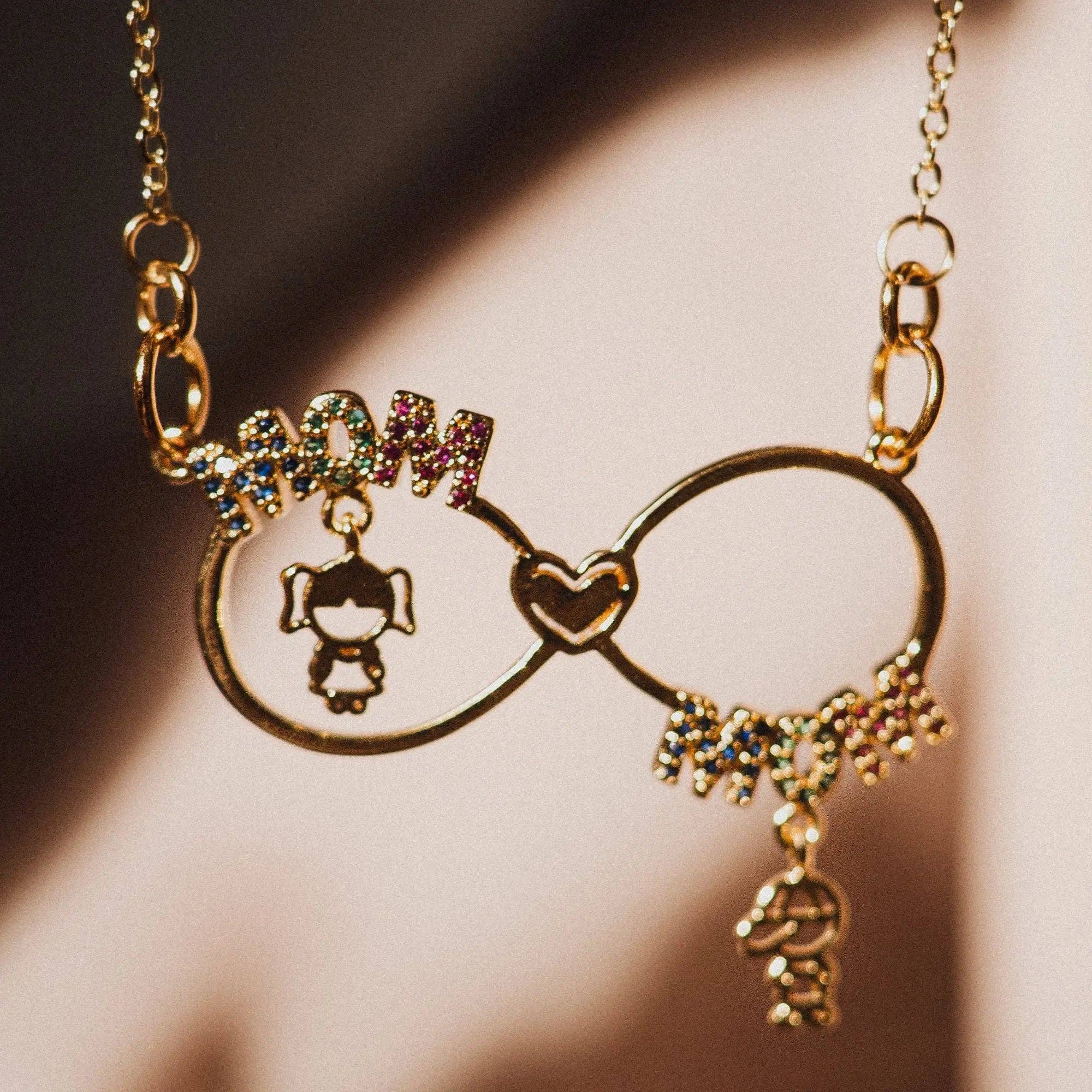 Minimalist necklace, mother and child pendant, Mother's Day gift, perfect gift for mom, handmade jewelry, gift for wife, 18K gold filled