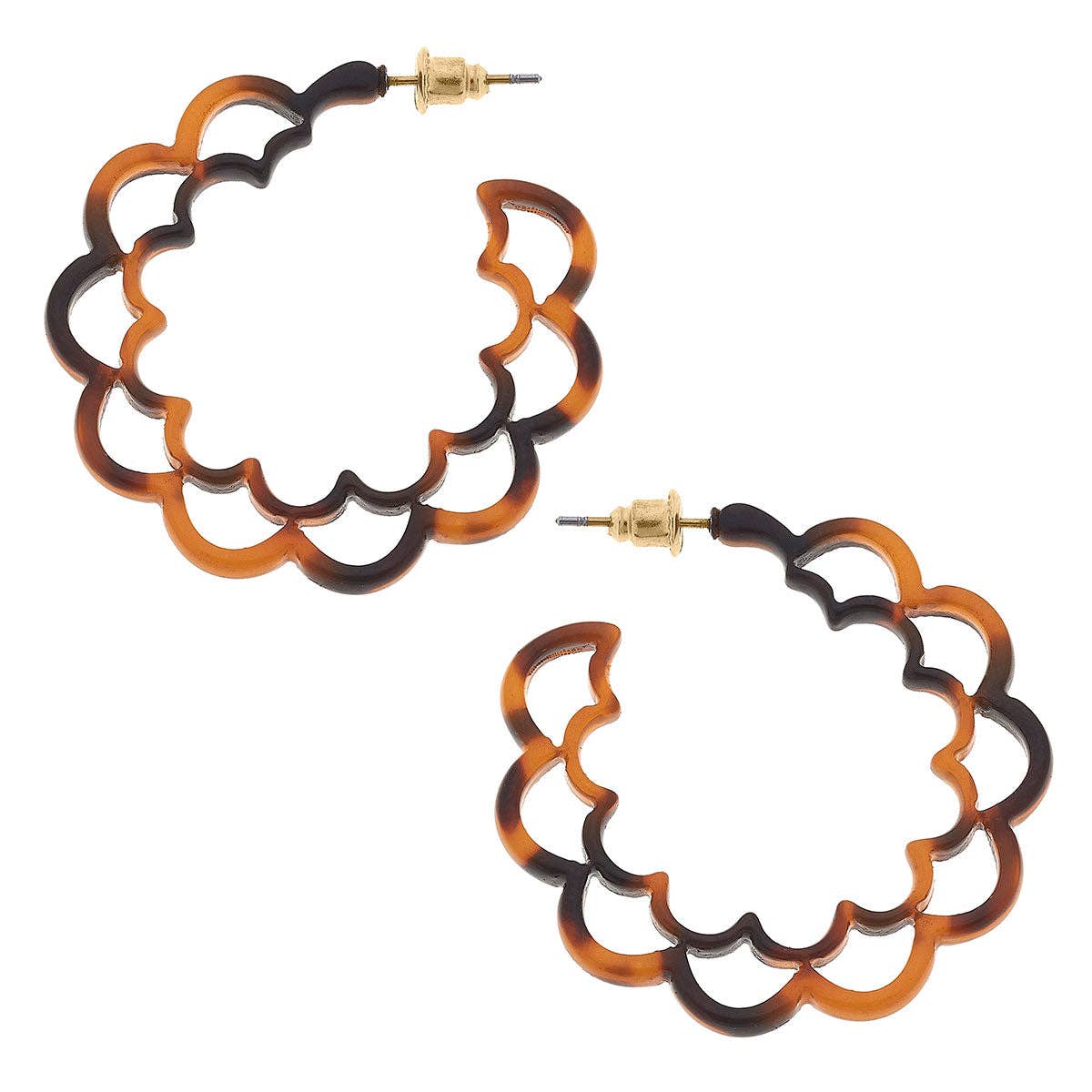 Ari Scalloped Resin Hoop Earrings in Tortoise
