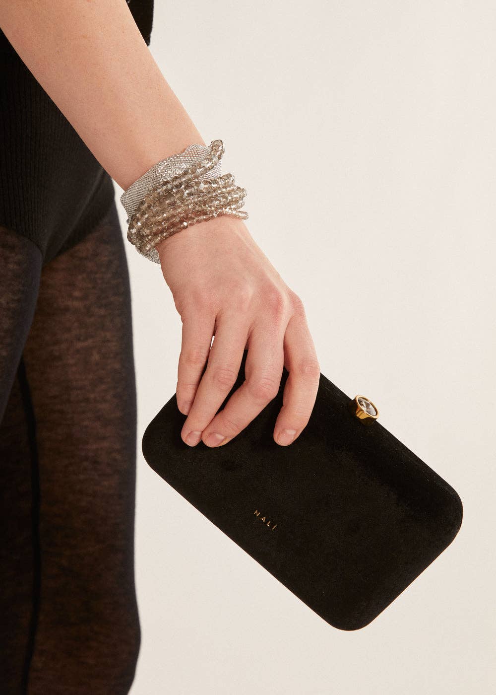 SIRIO FABRIC BRACELET + BEADS GOLD - N61