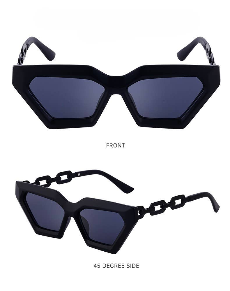 Cat-eye fashion chain small frame sunglasses