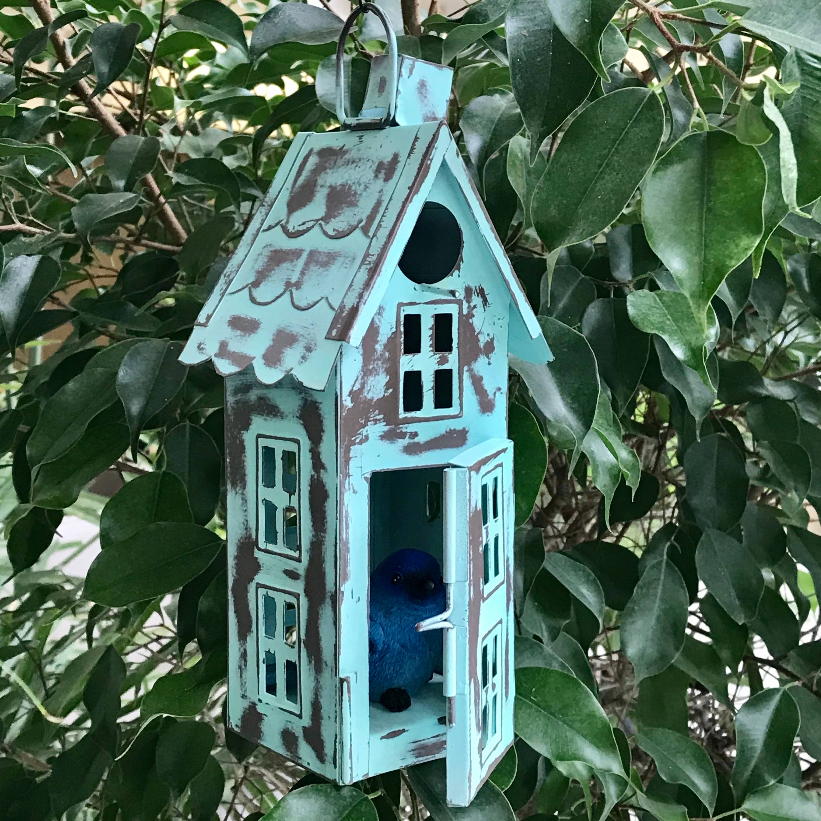 Bird Clock Tower Hanging Finch Birdhouse Village