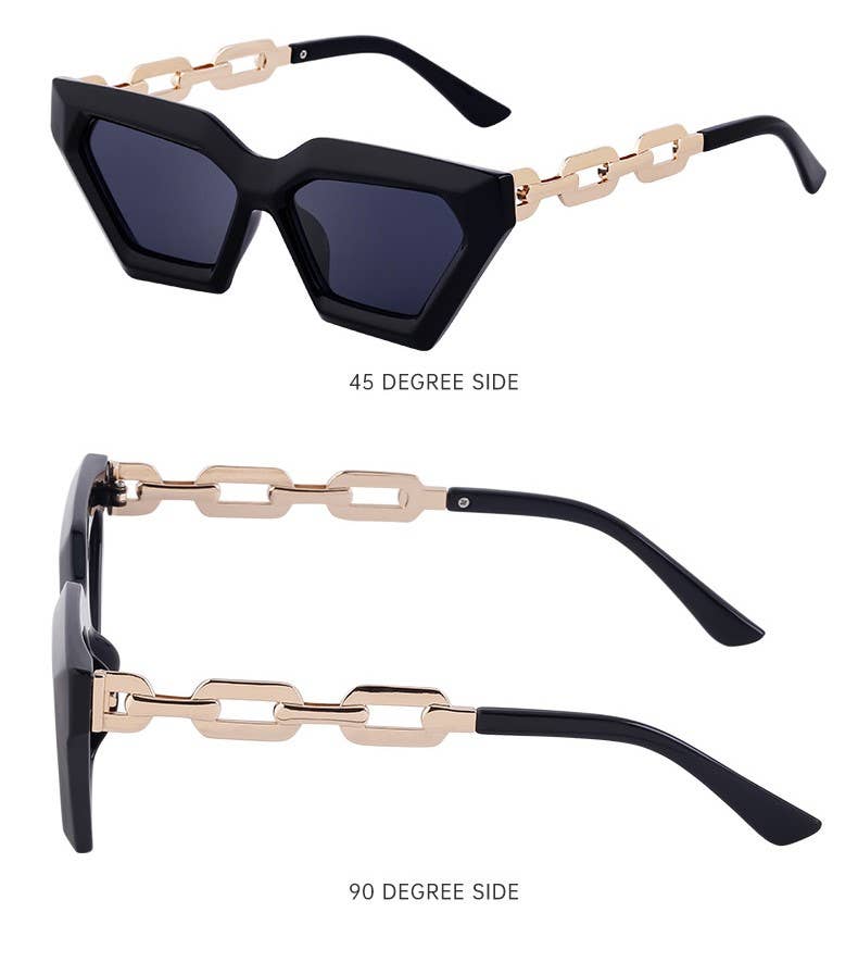 Cat-eye fashion chain small frame sunglasses