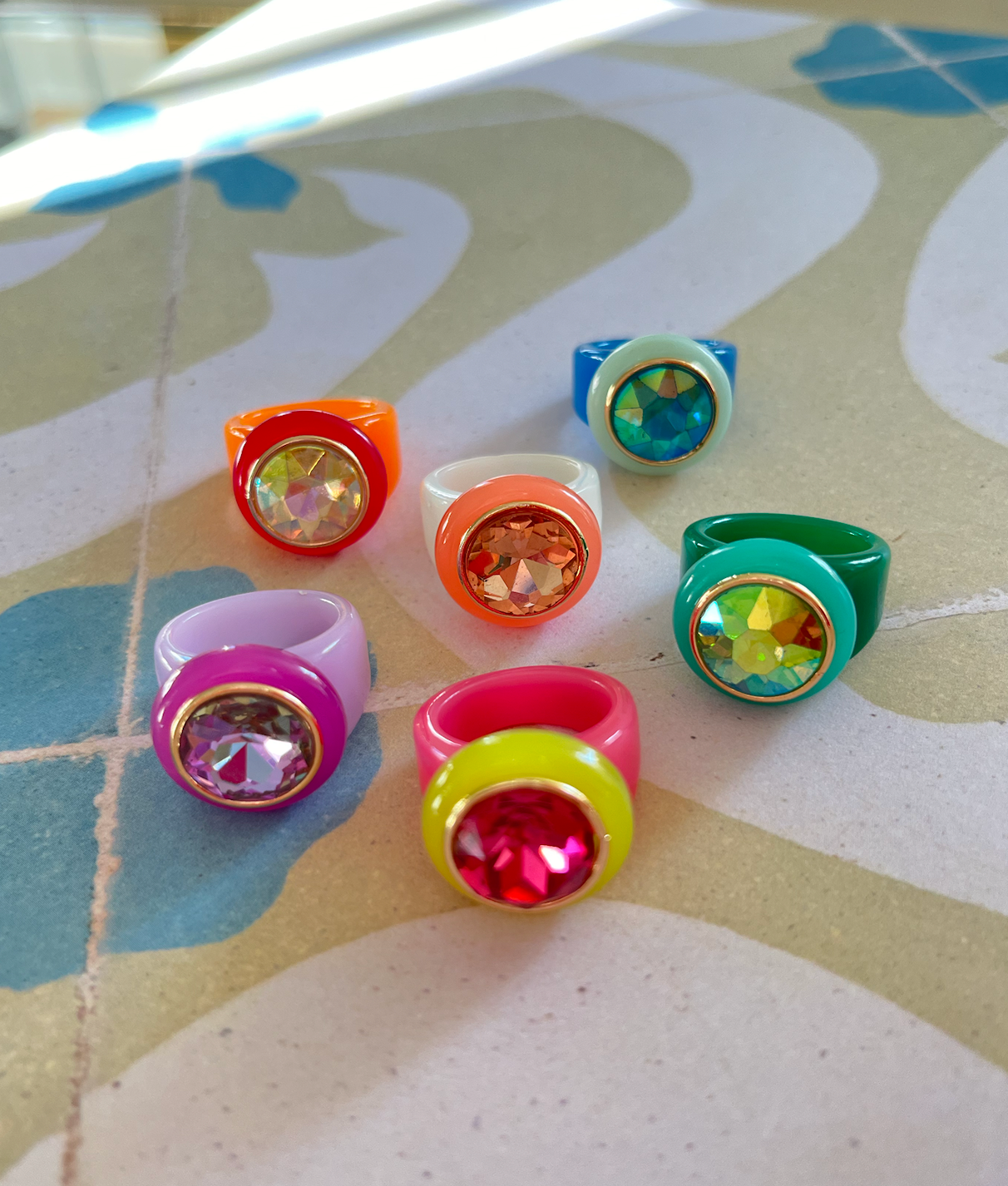 City Girl Ring - Pink/Green