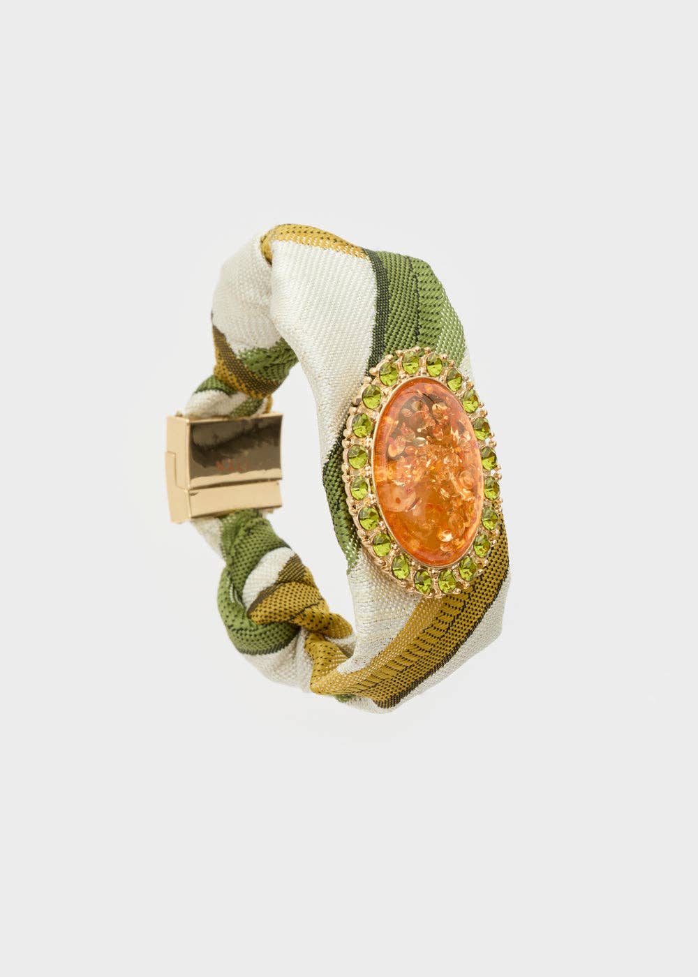 FABRIC BRACELET W/ ORANGE OVAL ELEMENT - N59