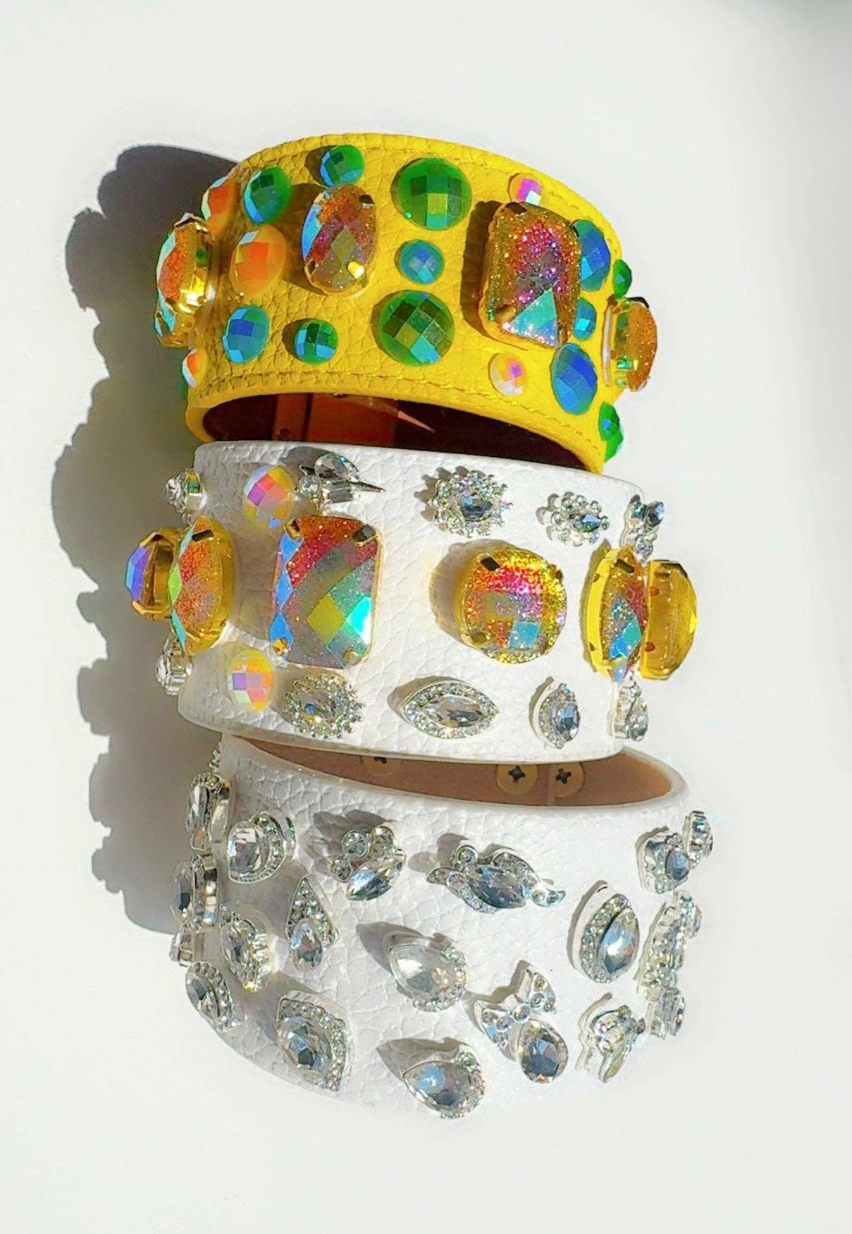 White and Silver Leather Cuff