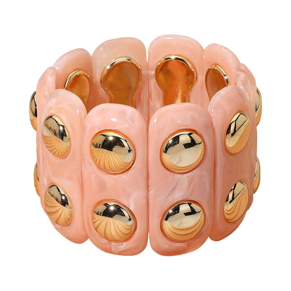Chunky Wide Marbled Resin Dome Stretch Bracelet