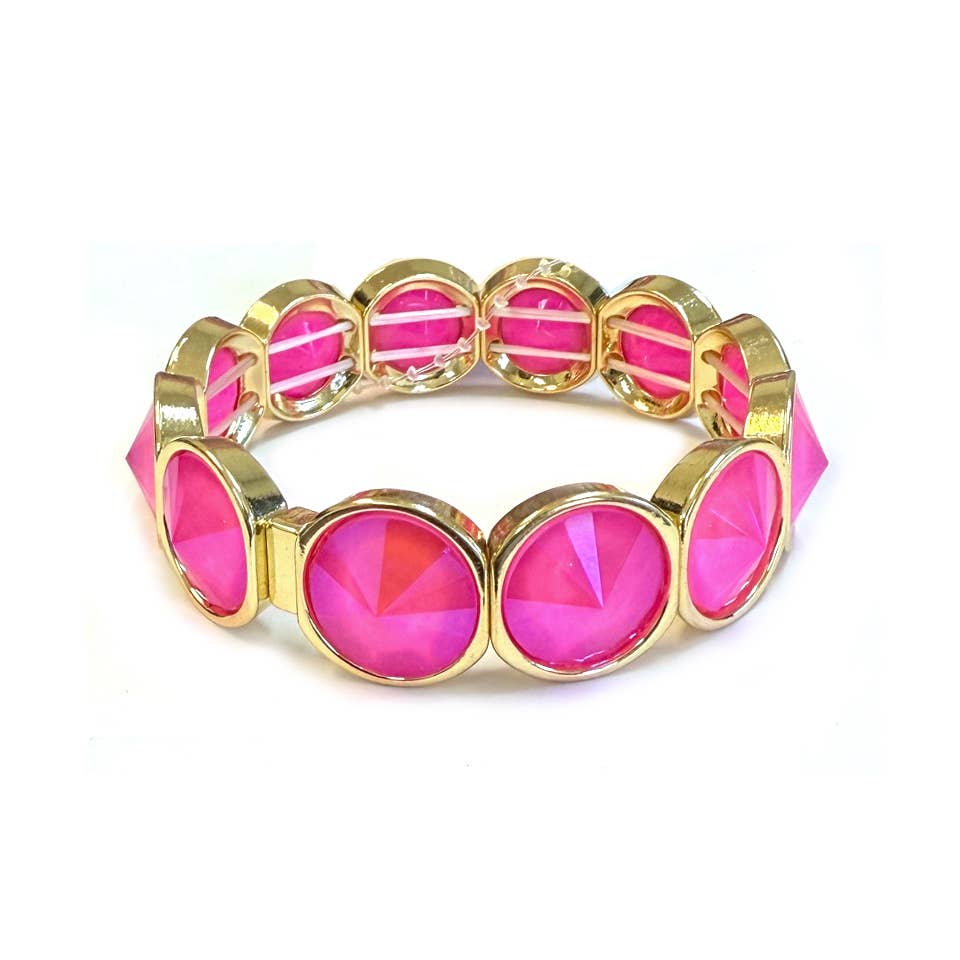 High Quality Crystal Glass Color Framed Stretch Bracelet