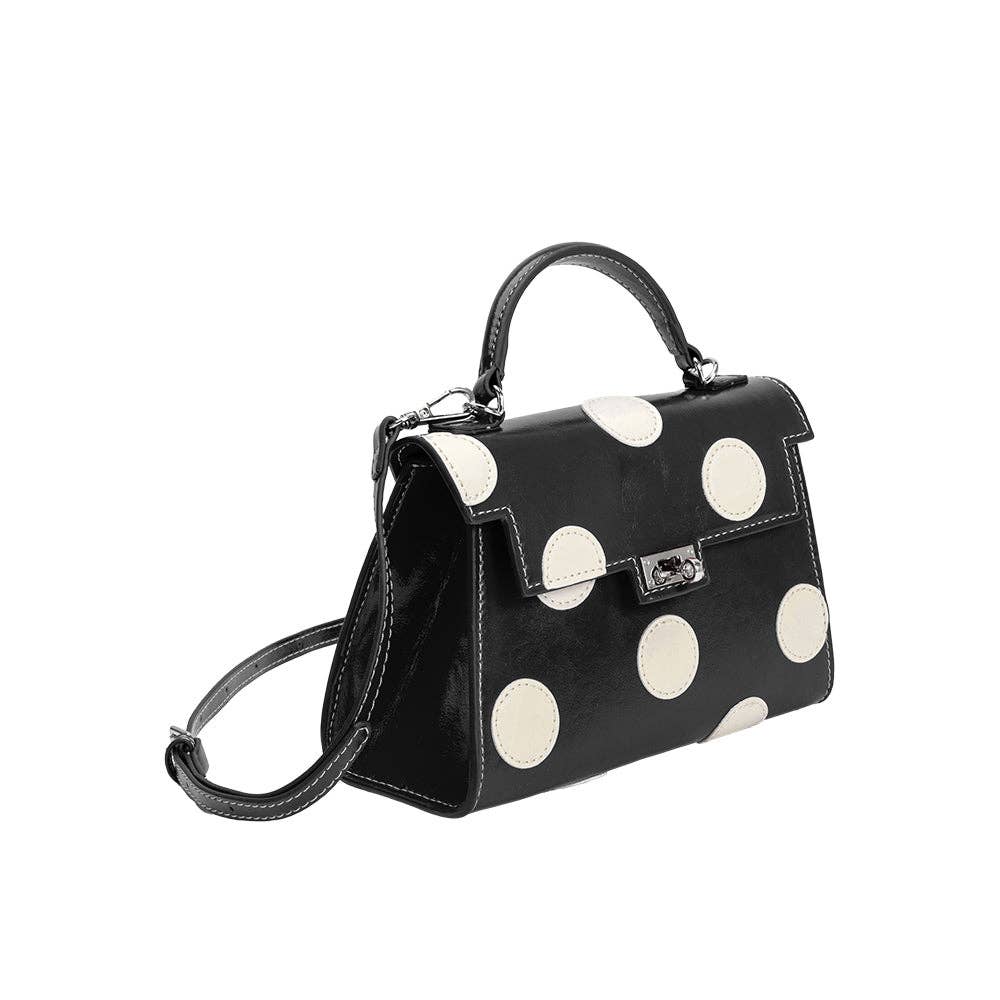 Maisel Black Recycled Vegan Polka Dot Top Handle Bag
