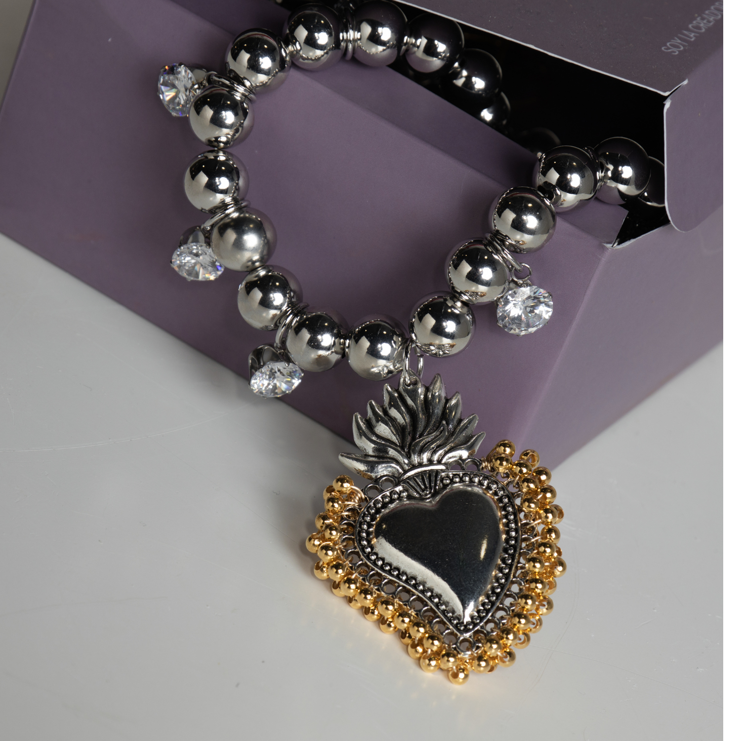 Elegant Golden Heart Ex-voto Necklace