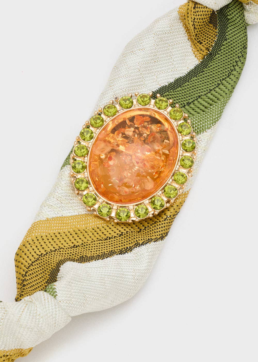 FABRIC BRACELET W/ ORANGE OVAL ELEMENT - N59