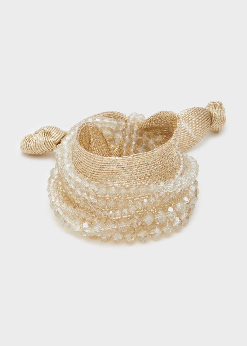 SIRIO FABRIC BRACELET + BEADS GOLD - N61