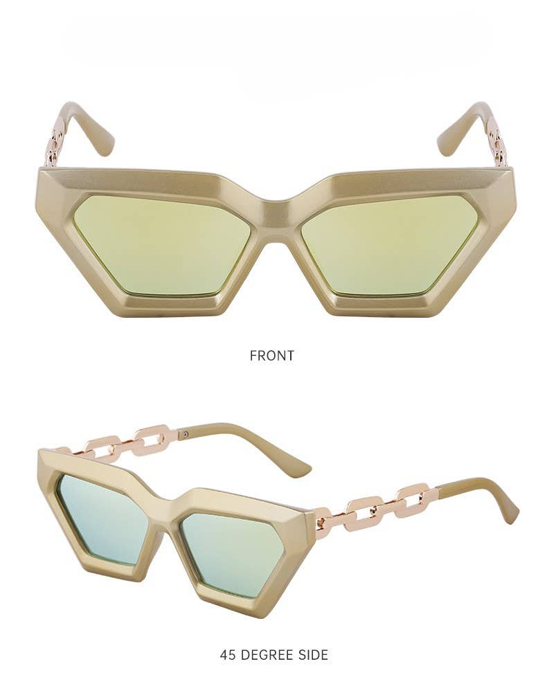 Cat-eye fashion chain small frame sunglasses