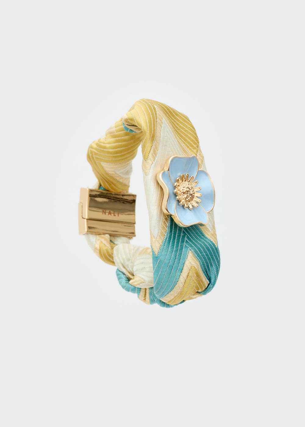 FABRIC BRACELET WITH L.BLUE FLOWER - N59