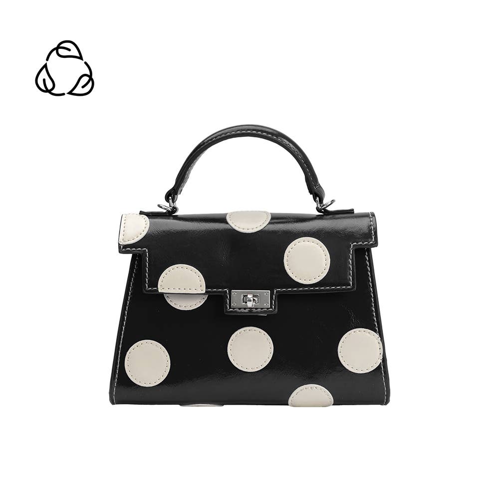 Maisel Black Recycled Vegan Polka Dot Top Handle Bag