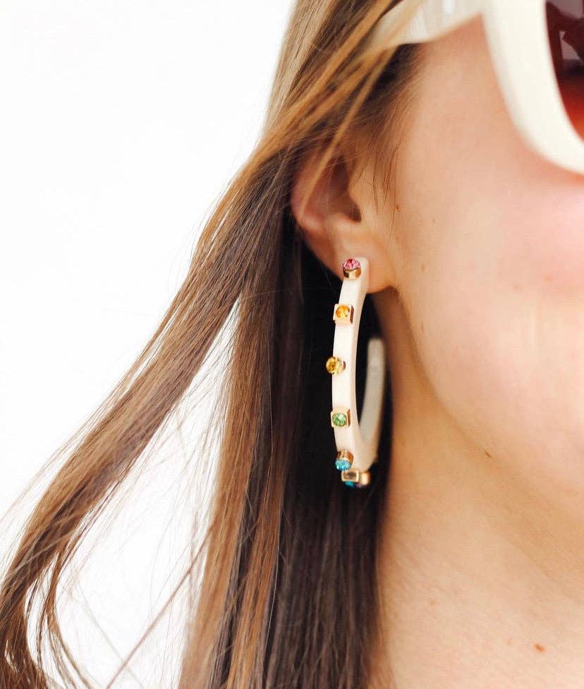 City Girl Jewel Hoop - Rainbow LARGE ONLY