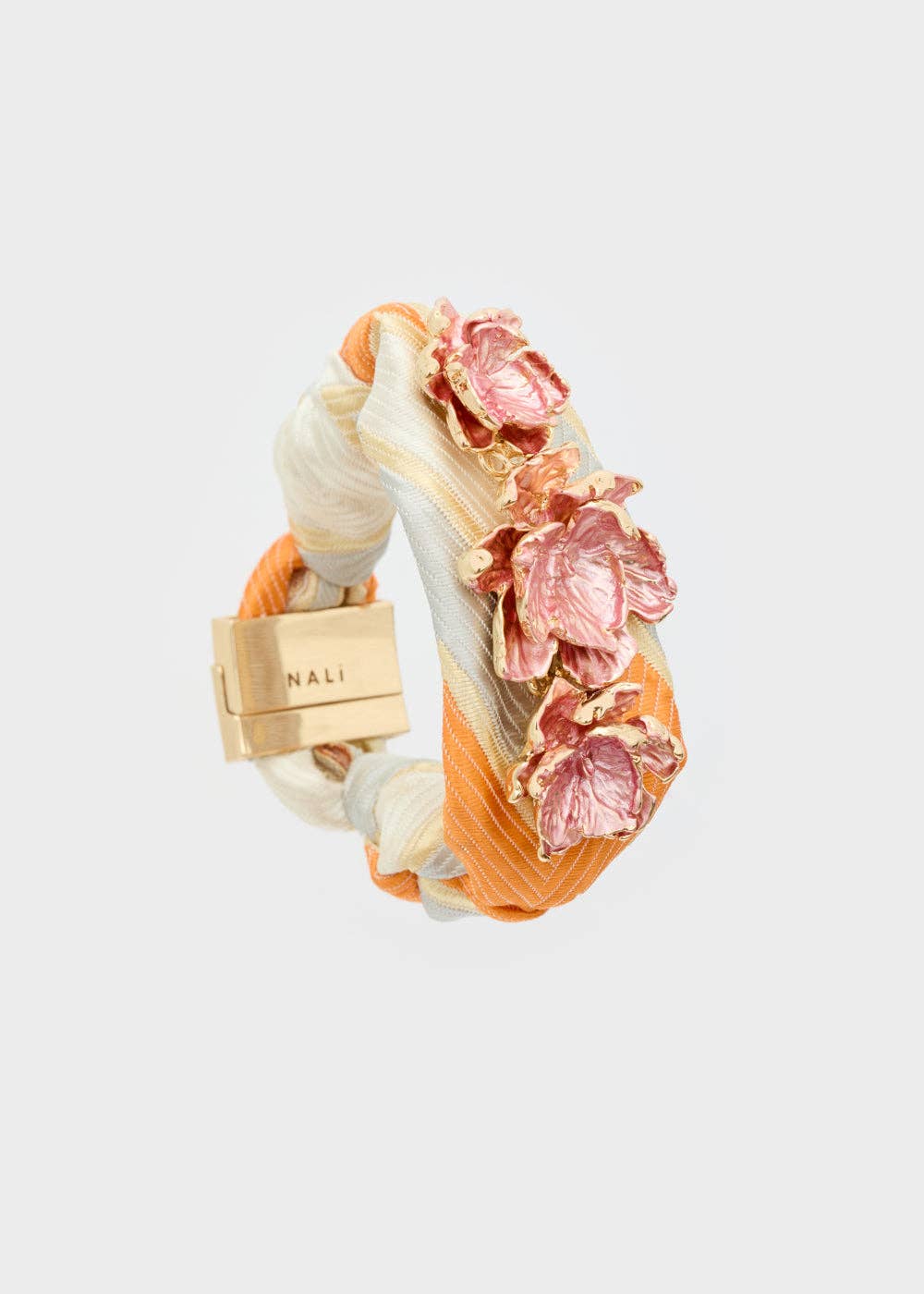 FABRIC BRACELET WITH PINK FLOWERS - N59