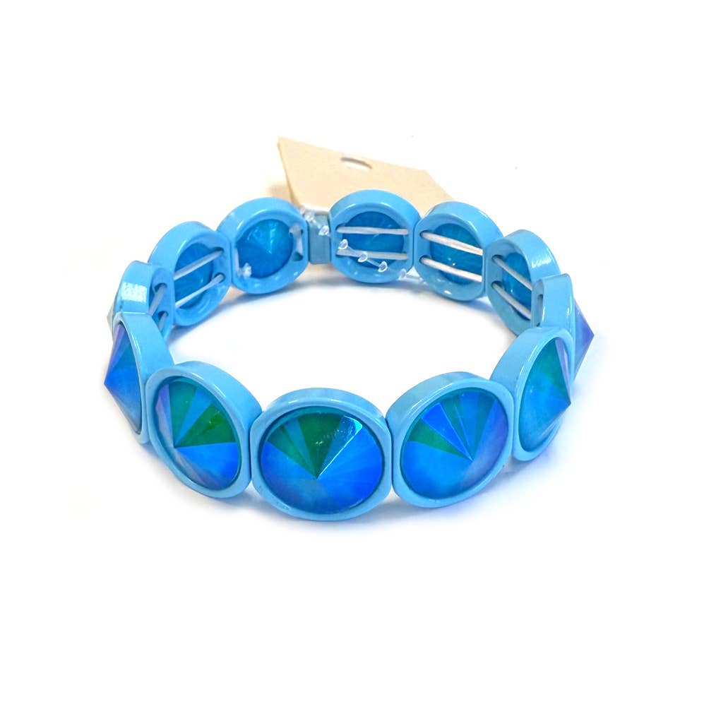 High Quality Crystal Glass Color Framed Stretch Bracelet