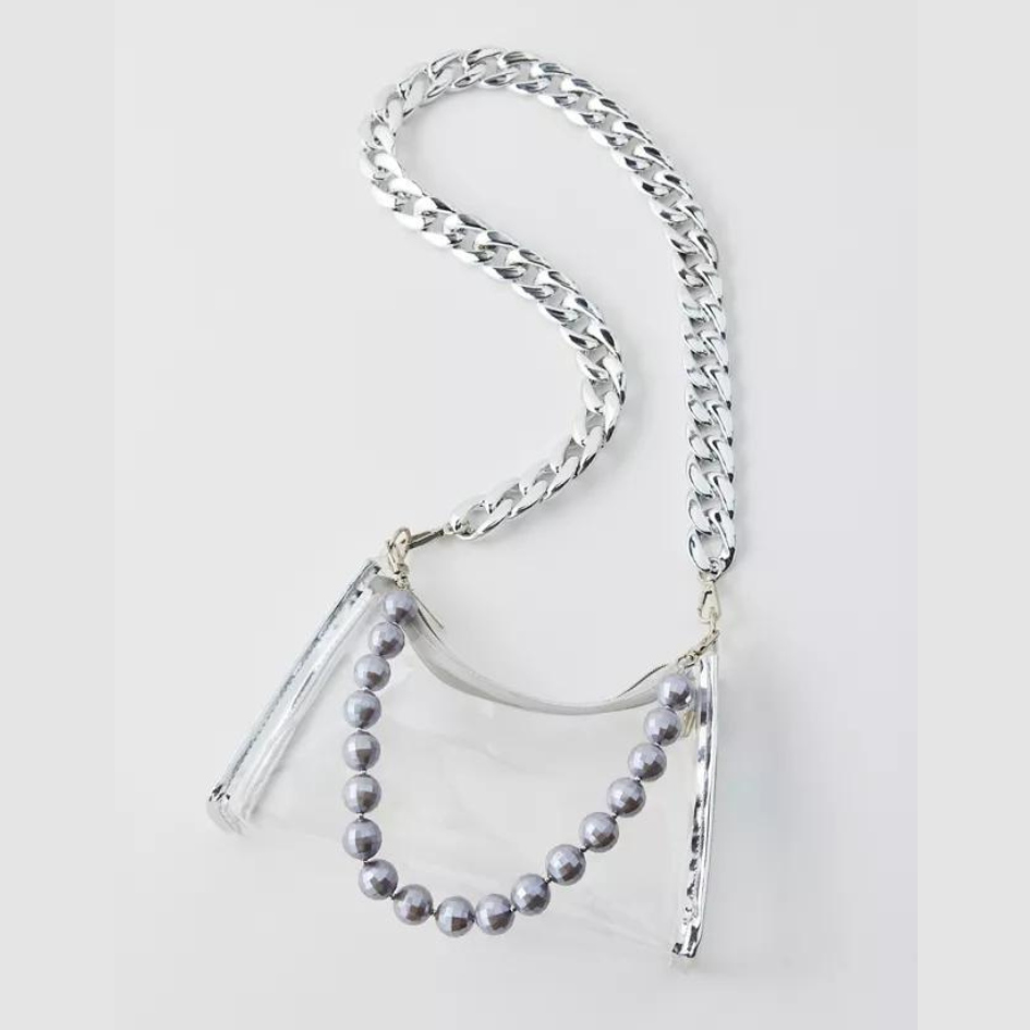 Silver Disco Clear Bag