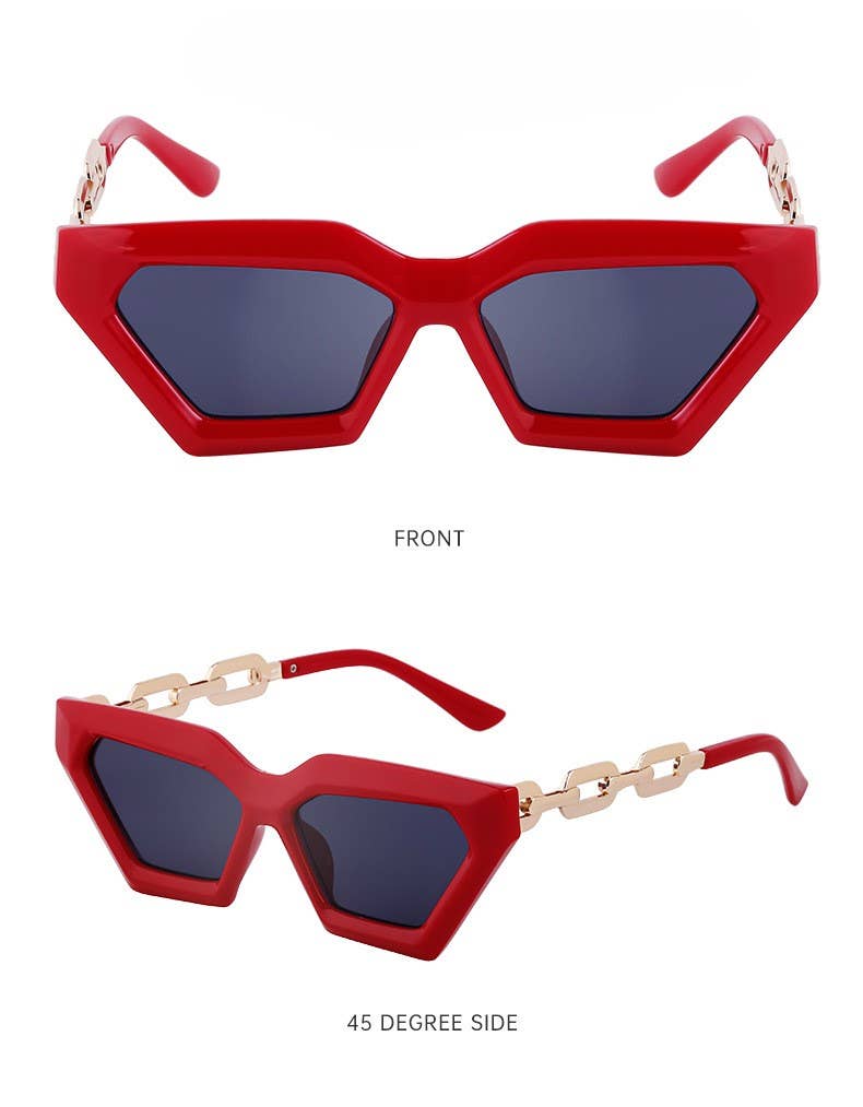 Cat-eye fashion chain small frame sunglasses
