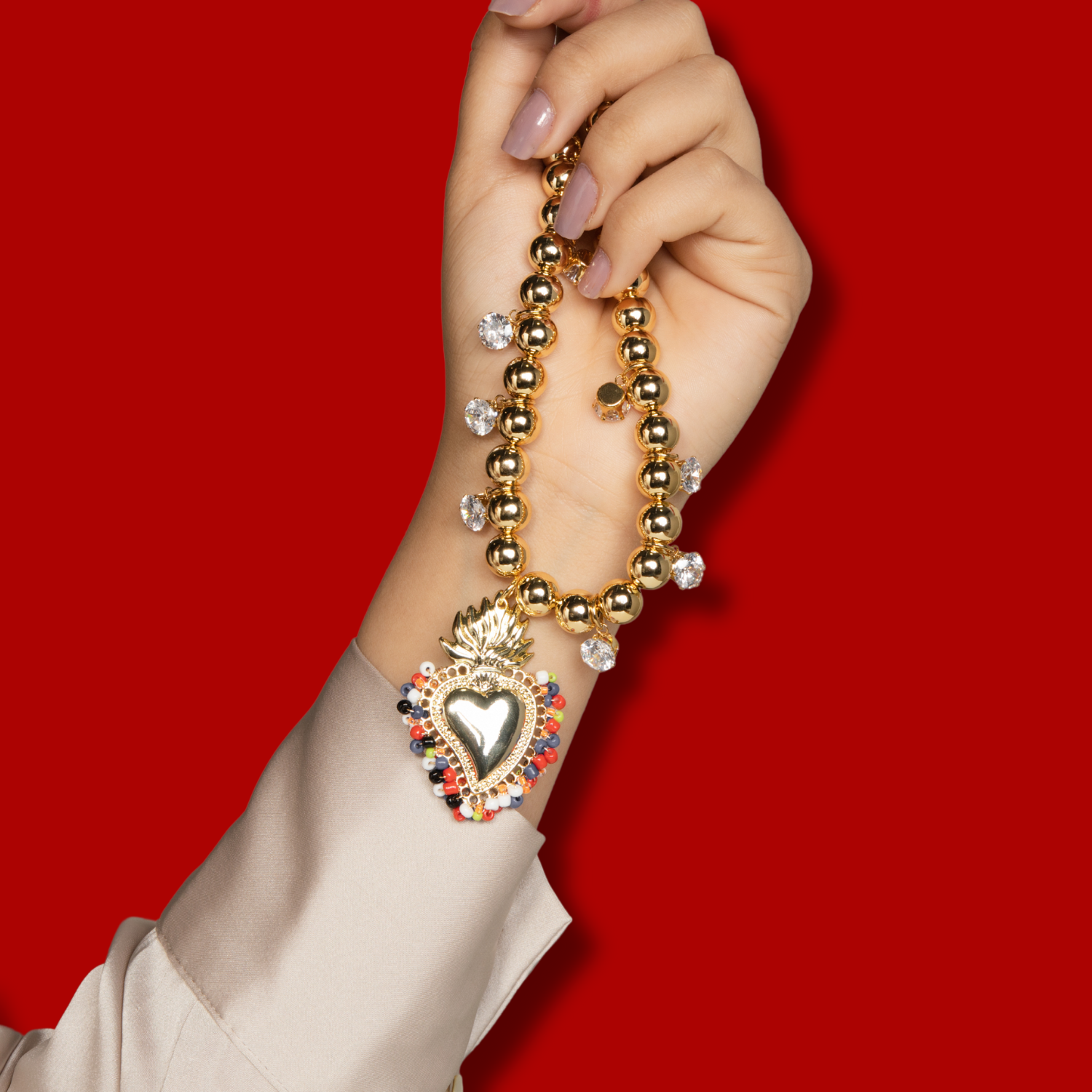 Elegant Golden Heart Ex-voto Necklace