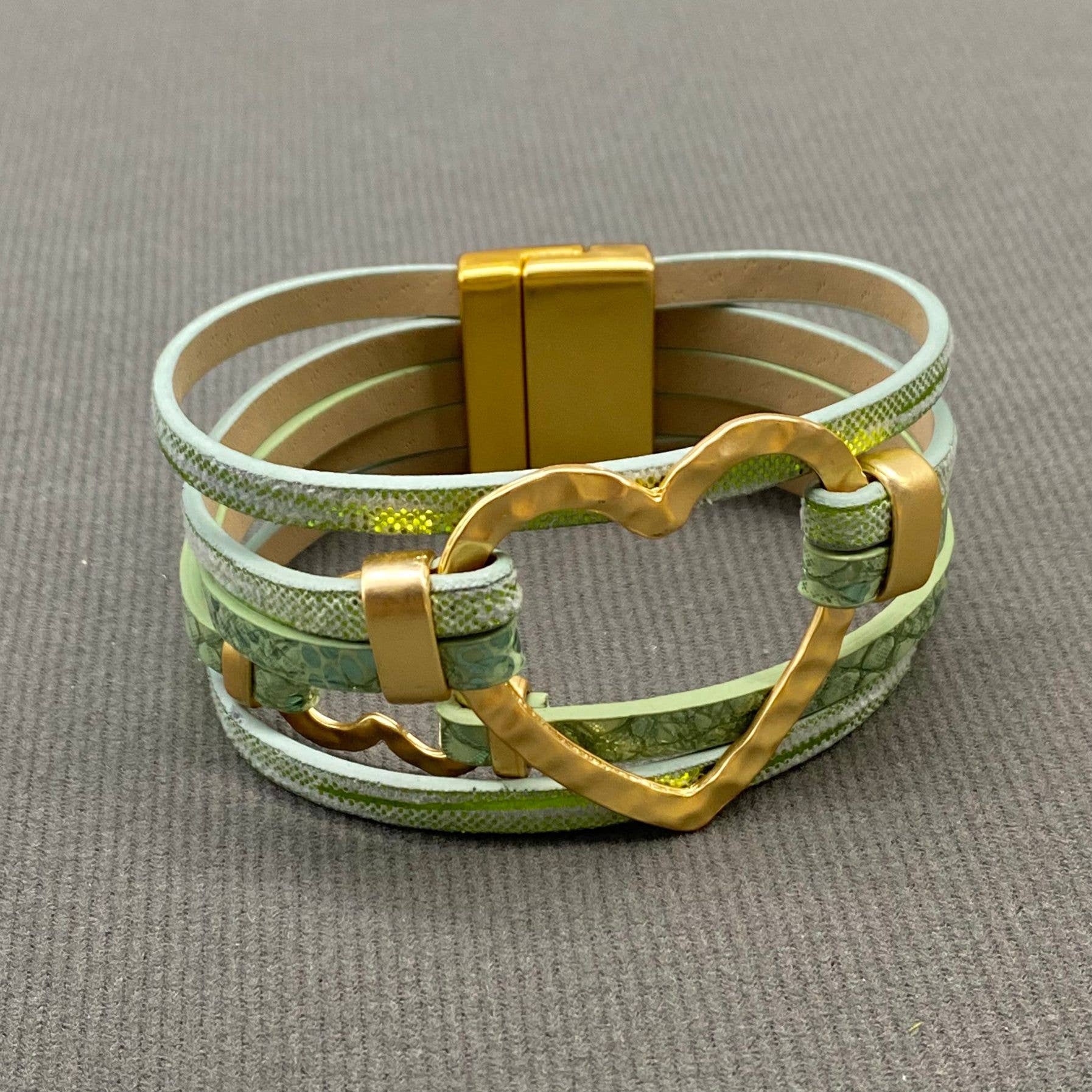 Double Heart Multi-layer Leather Magnetic Bracelet - LB