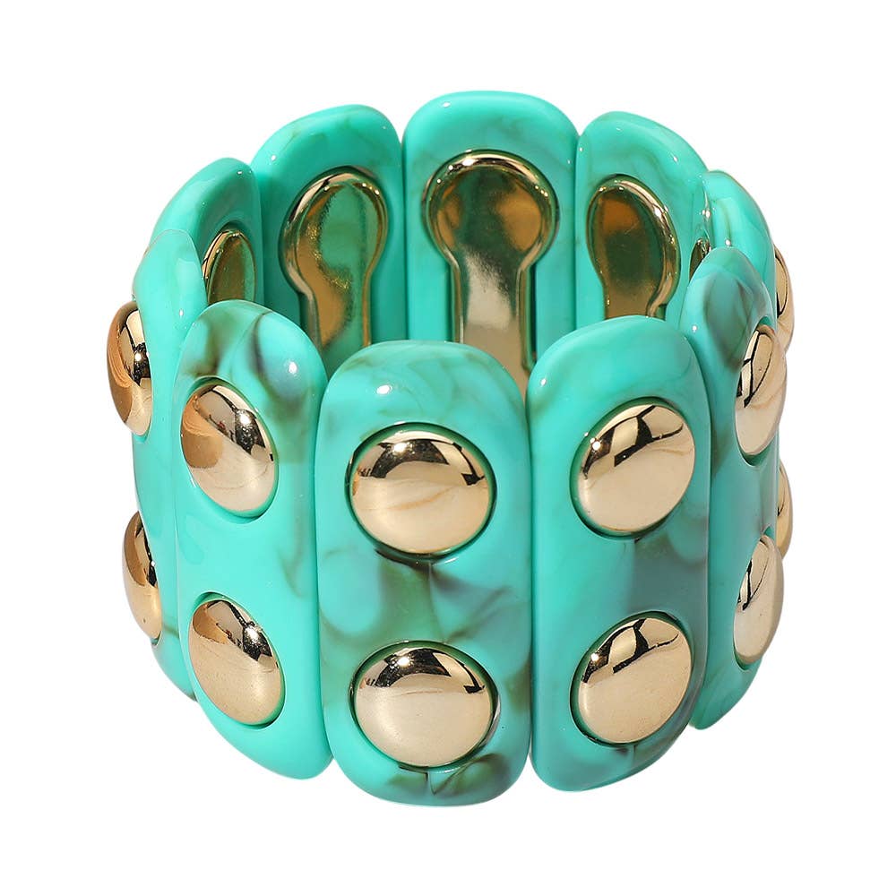 Chunky Wide Marbled Resin Dome Stretch Bracelet